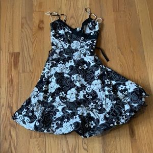 Black and White Floral Mini Dress